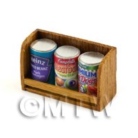 Dolls House MiniatureTeak Shelf & Cans (TS4)