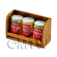 Dolls House Miniature Teak Shelf & Cans (TS6)