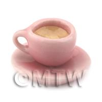 Dolls House Miniature Handmade Cup of Coffee / Tea - Pink Ceramic