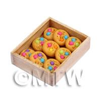 Dolls House Miniature Baked Cookies In a Wooden Bakers Tray