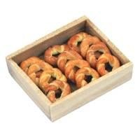 Dolls House Miniature Pastry Rings In A Wooden Bakers Tray