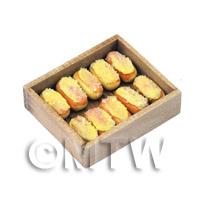 Dolls House Miniature Iced Buns In A Wooden Tray