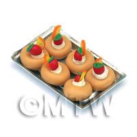 Miniature Fruit Topped Cakes On a Tray 