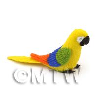 Yellow Dolls House Miniature Parrot with Multi-Coloured Wings