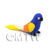 Blue Dolls House Miniature Parrot with Multi-Coloured Wings 