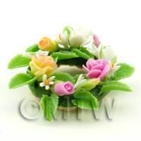 Dolls House Miniature Pink and Yellow Mixed Flower Wreath 