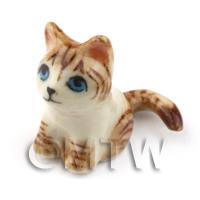 Dolls house Miniature Ceramic Sitting Brown Cat