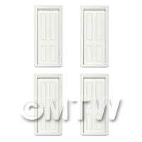 4 x Dolls House Miniature Internal White Painted 4 Panel Doors
