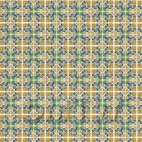 1/12th scale - 1:12th Yellow And Blue Flower Design Tile Sheet With Black Grout
