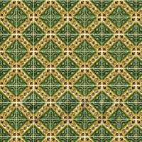 1:12th Large Green Star With Flower Border Tile Sheet With White Grout