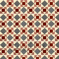 1:12th Large Red And Grey Geometric Design Tile Sheet With White Grout