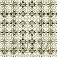 1:12th Brown And Sage Green Design Tile Sheet With Pale Grey Grout