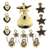 Dolls House Miniature 1:12th Scale Brass Tree Top And 12 Ornaments