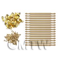 Dolls House Miniature Brass 15 Stair Rods Set With Brackets And Nails