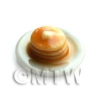 Dolls House Miniature Pancake Stack topped with Syrup and Butter