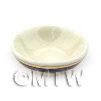 Dolls House Miniature Blue and Metallic Gold 16mm Soup bowl