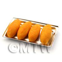 Dolls House Miniature Freshly Baked Bread Rolls On A Metal Tray
