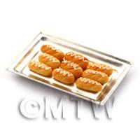Dolls House Miniature  Sweet Iced Buns On A Metal Tray