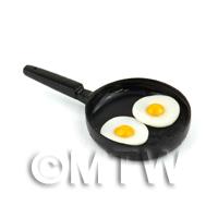 Dolls House Miniature Fried Eggs in a Frying Pan 