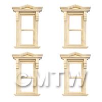 4 x Dolls House Single Opening Sash Window With Small Pointed Parapet