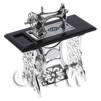 Dolls House Silver Metal Sewing Machine With Black Metal Top 