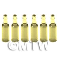 Set of 6 Pale Yellow Dolls House Miniature Resin Wine Bottles