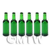 Set of 6 Bottle Green Dolls House Miniature Resin Wine Bottles