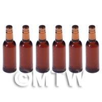 Set of 6 Brown Dolls House Miniature Resin Drinks Bottles