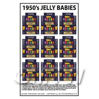 Dolls House Miniature Packaging Sheet of 9 1950s Jelly Baby Boxes