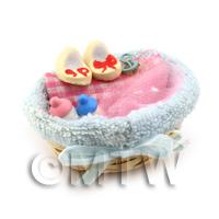 Dolls House Miniature Baby Basket Complete With Accessories
