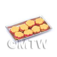 Dolls House Miniature Flower Shaped Pink Biscuits On A Tray