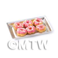 Dolls House Miniature Pink Flower Shaped Donuts