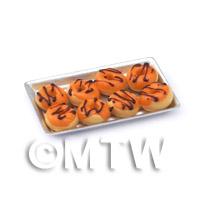 Dolls House Miniature Orange Iced Donuts On A Tray