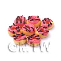Dolls House Miniature Pink Glazed Chocolate Donuts
