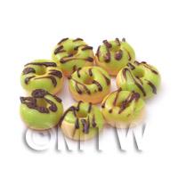 Dolls House Miniature Green Glazed Chocolate Donuts