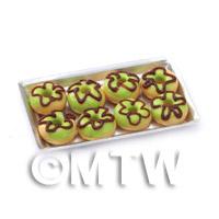 Dolls House Miniature Green Donuts On A Tray