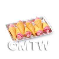 Dolls House Miniature Pink Cones On A Tray