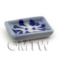 Dolls House Miniature 14mm x 20mm Blue Spotted Plate