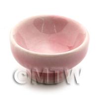 22mm Dolls House Miniature Pink Glazed Ceramic Fruit Bowl