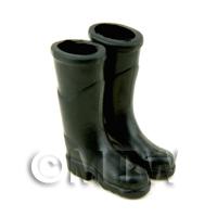 1/12th scale - Dolls House Miniature Pair of Rubber Wellington Boots