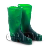 Dolls House Miniature Pair of Green Rubber Wellington Boots