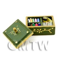 Dolls House Miniature Complete Sewing Kit in a Wooden Box