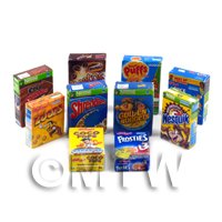Dolls House Miniature Selection Of 10 Breakfast Cereal Boxes (CB1)