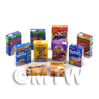 Dolls House Miniature  Selection Of 10 Breakfast Cereal Boxes (CB4)