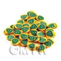 50 Green and Yellow Skull Halloween Cane Slices (NS44)