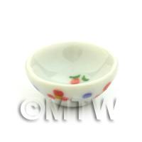 Dolls House Miniature Flower Design 15mm Ceramic Bowl