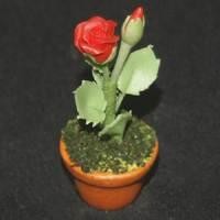 Dolls House Miniature Potted Red Rose