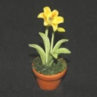 Dolls House Miniature Potted Yellow Lily