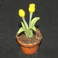 Dolls House Miniature Potted Yellow Tulip