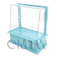 Dolls House Miniature Large Pale Blue Wood Cake / Food Display Counter